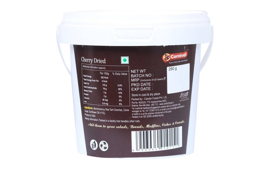 Carnival Cherry Dried    Plastic Container  250 grams